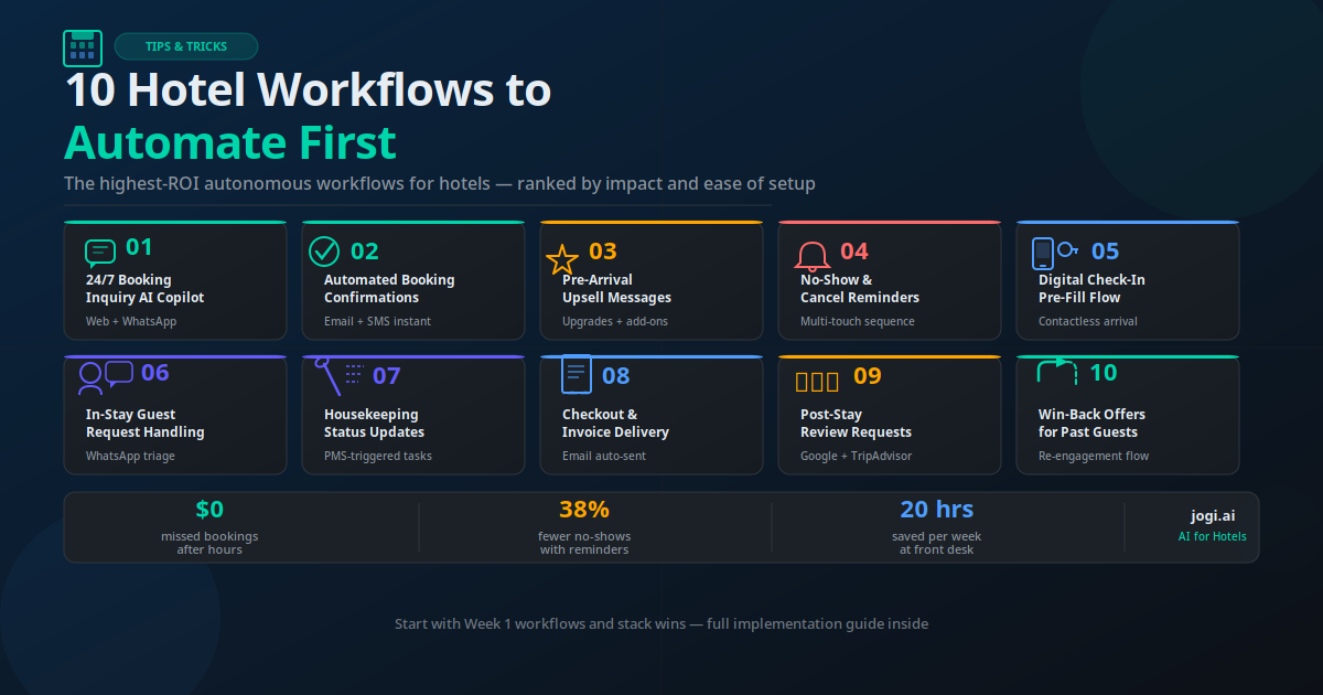 10 hotel autonomous workflows to automate first — a priority checklist for hotel owners