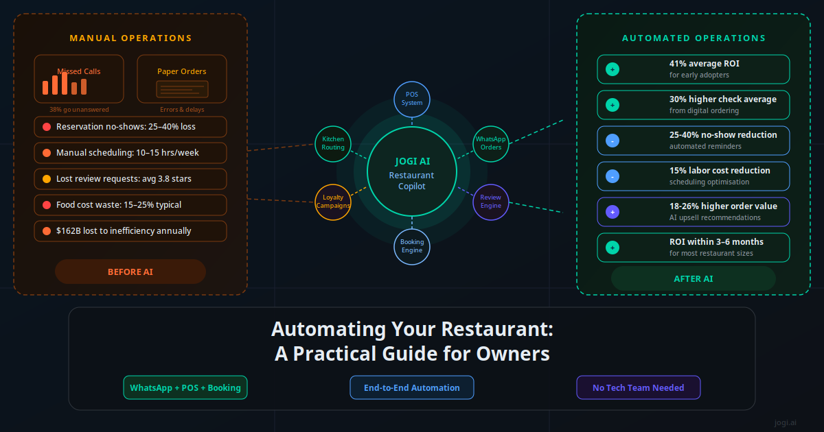 Automating your restaurant: AI workflow connecting POS, WhatsApp ordering, reservations and reviews